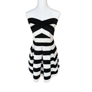 Express Women's Strapless Bandage Cocktail Dress Black & White Striped S